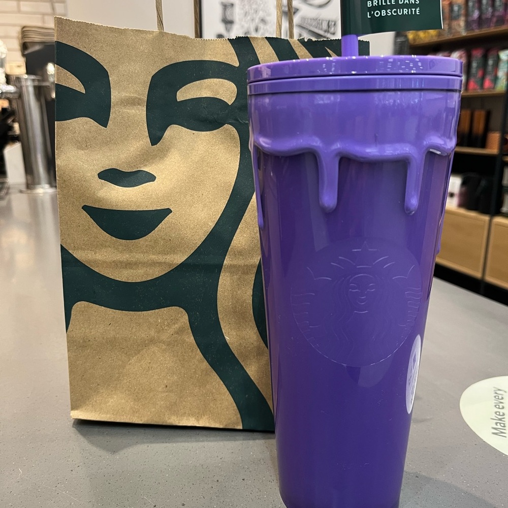 NWT! Starbucks Slime Halloween 2025 Drip Design Purple Glo Tumbler